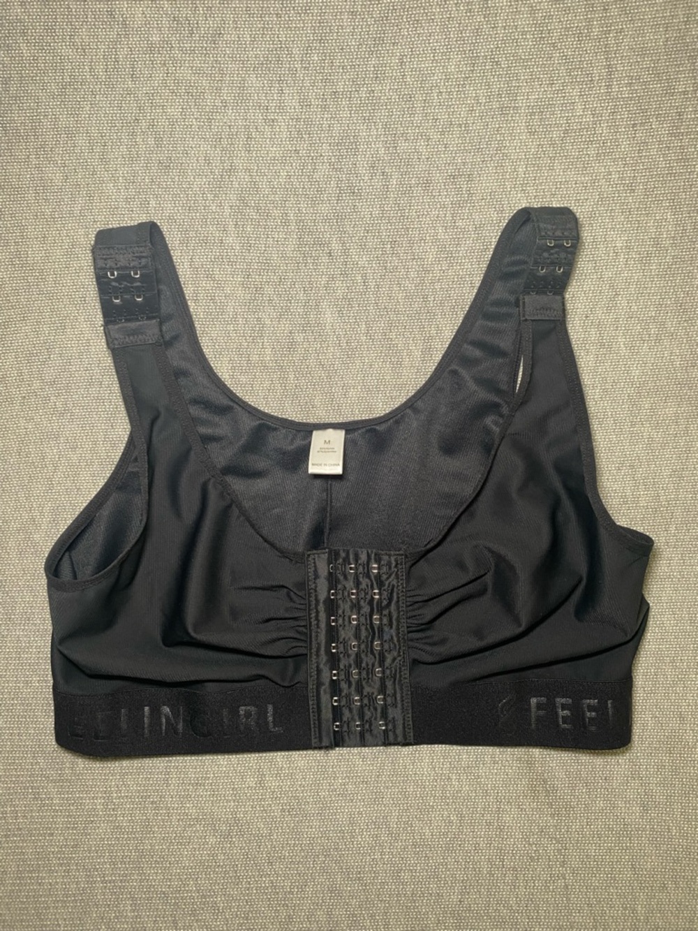 High Support Black Front-Closure Post Surgery Bra